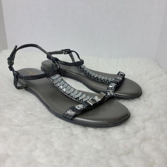 Cole Haan & Nike Colab Wemens Size 7.5 Sandals  Crystal Bow Bling Ankle Strap - Picture 1 of 9